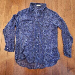 Equipment Femme women's long sleeve silk button up blouse in size large